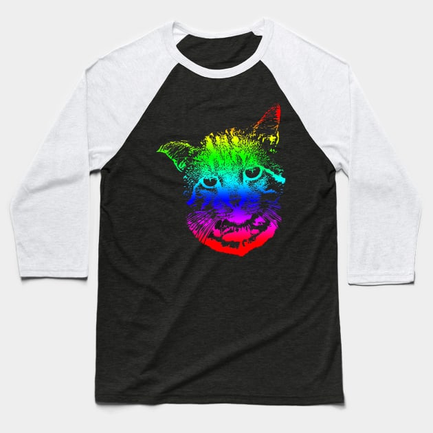 Rainbow Cat Design Baseball T-Shirt by Aziz